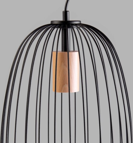 Полилей на кабел OVELLA 1xE27/15W/230V, диам. 25 см, черен/бор