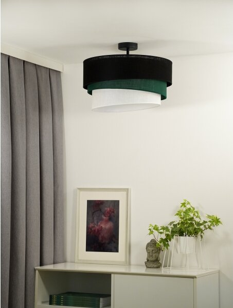 Duolla - Полилей за повърхностен монтаж TRIO 1xE27/15W/230V Ø 45 см черен/зелен/бял