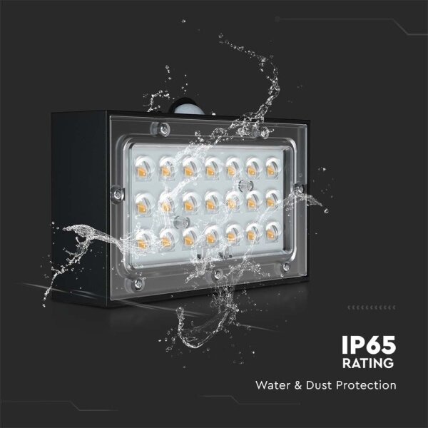 LED Соларен аплик със сензор LED/3W/3,7V 3000K/4000K IP65 черен