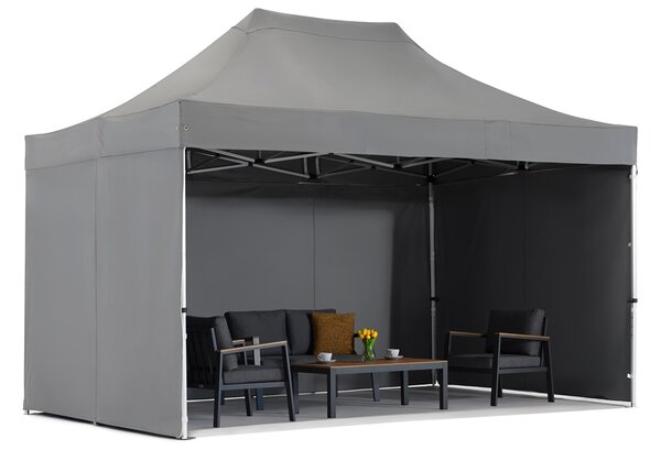 Антрацитна експресна градинска палатка Manta 3 x 4,4 м със завеси Garden Point