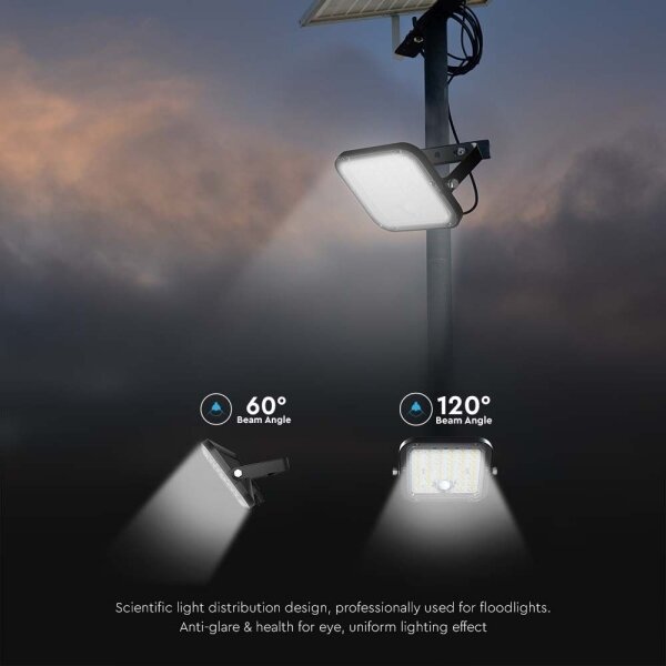 LED соларен прожектор с димер, сензор, 10W, 3.7V, 4000/6000K, IP65 + ДУ