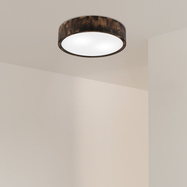 Потолен лампион OAK SMOKY 2xE27/15W/230V, Ø37,5 см, дъб/тъмнокафяв