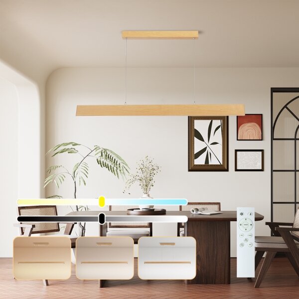 Brilagi - LED димируем полилей на кабел SLIMLINE LED/40W/230V 3000-6000K дъбов декор + дистанционно управление