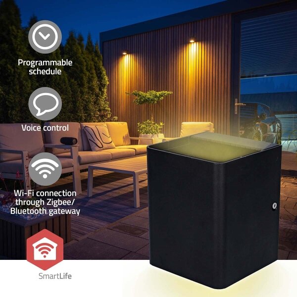 Nedis ZBLOW10RGBW - LED RGBW димируемо външно осветително тяло LED/12W/230V IP65 Wi-Fi Tuya черно