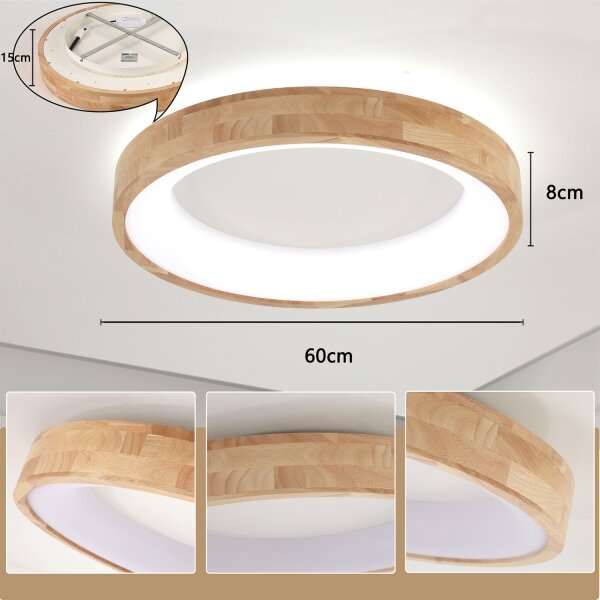Brilagi-LED Таванно осветително тяло FALCON WOOD LED/40W/230V 3000/4000/6000K 60 cm дърво