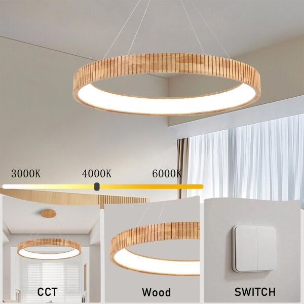 Brilagi - LED полилей на кабел FALCON WOOD MODERN LED/60W/230V пр. 80 см дърво