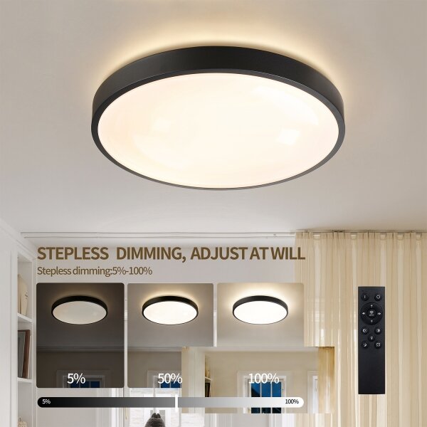 Brilagi - Димируемо LED осветително тяло GLASS POOL DOUBLE LED/48W/230V 40 cm черно + дистанционно управление