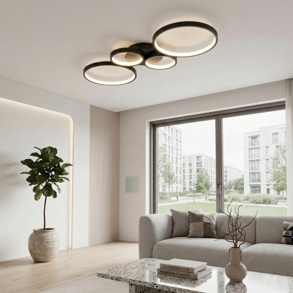 Brilagi - димируем LED плафон RINGO LED/34W/230V черен + дистанционно