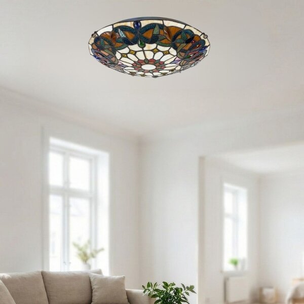 Brilagi - Тифани витражно таванно осветително тяло LUISA 2xE27/60W/230V диаметър 40 см