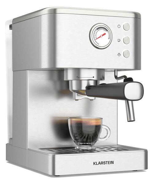 Klarstein SteelPresso кафемашина с портафилтър, Компактен, 20 bar, Машина за пара, Нагреваема плоча