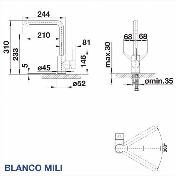 Комплект Blanco: Кухненска мивка от неръждаема стомана Dinas + смесител, хром