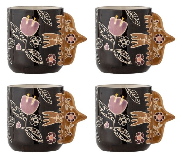 Тъмнокафяви глинени чаши в комплект 4 бр. за лате 325 ml Vivielle – Bloomingville