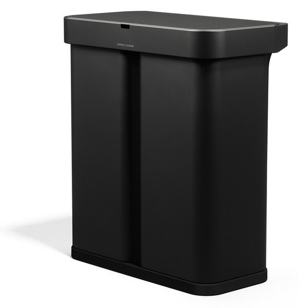 Черно стоманено кошче за боклук 34+24 l за рециклиране/безконтактно Dual Sensor – simplehuman