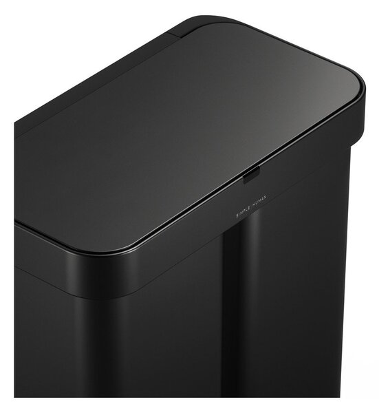 Черно стоманено кошче за боклук 34+24 l за рециклиране/безконтактно Dual Sensor – simplehuman