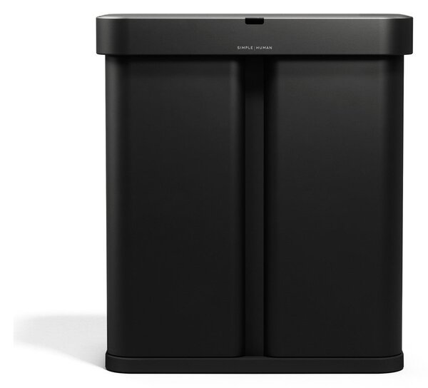 Черно стоманено кошче за боклук 34+24 l за рециклиране/безконтактно Dual Sensor – simplehuman