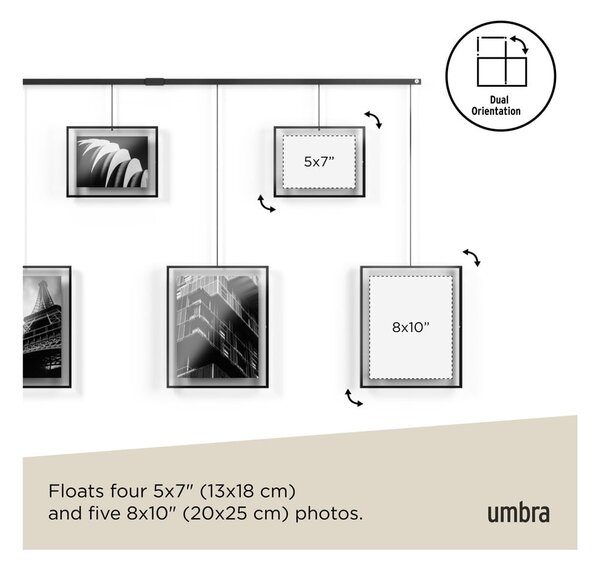 Черна метална рамка 9 бр. висяща 223x77,5 cm Exhibit – Umbra