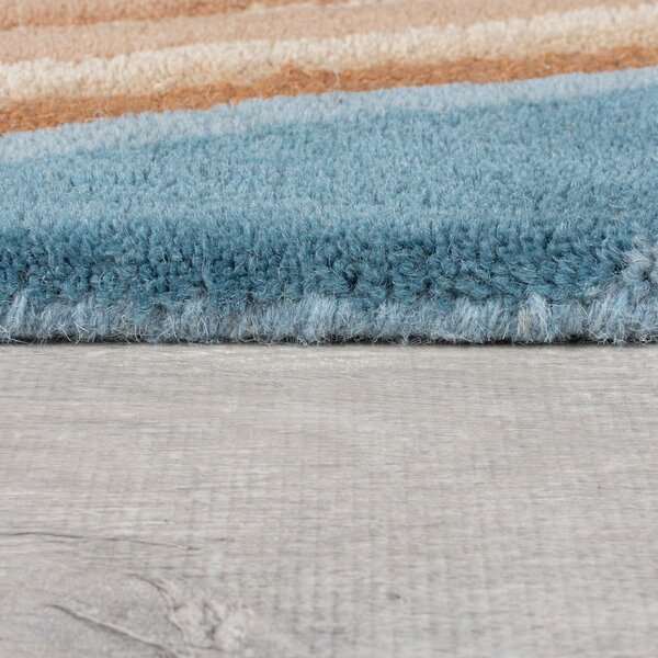 Синя ръчно изработена вълнена пътека 60x230 cm Abstract Flow – Flair Rugs