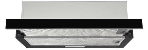Абсорбатор Crown CT6040BK, за вграждане, телескопичен, енергиен клас B, 65W, въздухопоток 353 m3/h, 1 мотор, 2 степени на мощност, 2 алуминиеви филтъра, сив