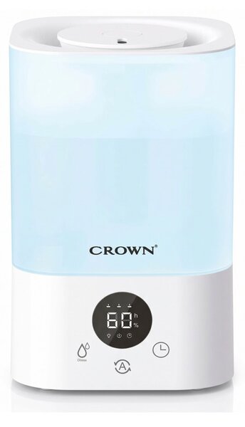 Овлажнител на въздух Crown Aura Humi, 3.2 l резервоар, режим сън, подсветка, таймер, бял
