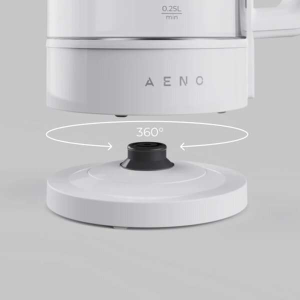 Електрическа кана за вода AENO AEK0005, 2200W, 1.7 л, 40-100°C, 360° основа, STRIX, LED дисплей, Филтър, Бял