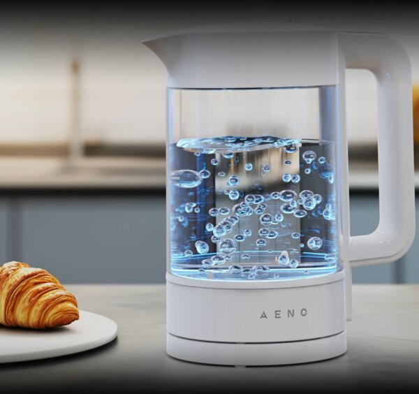 Електрическа кана за вода AENO AEK0005, 2200W, 1.7 л, 40-100°C, 360° основа, STRIX, LED дисплей, Филтър, Бял