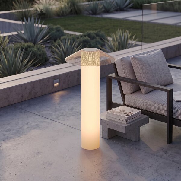 Lucande LED лампа за тераса ZAMIRAS, 110 см, сребриста, IP65, Сив, Алуминий, Дизайн