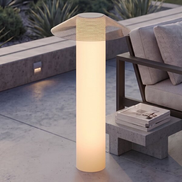 Lucande LED лампа за тераса ZAMIRAS, 110 см, сребриста, IP65, Сив, Алуминий, Дизайн