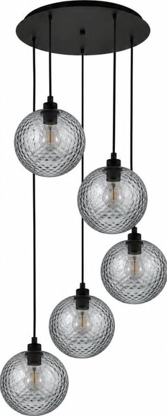 BRILAGI - LED полилей на кабел RETRO GLASS 5xE27/60W/230V черен/опушен сив