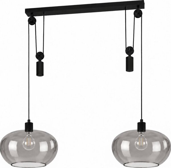 BRILAGI - LED Полилей на кабел RETRO GLASS 2xE27/40W/230V черно/опушено сиво