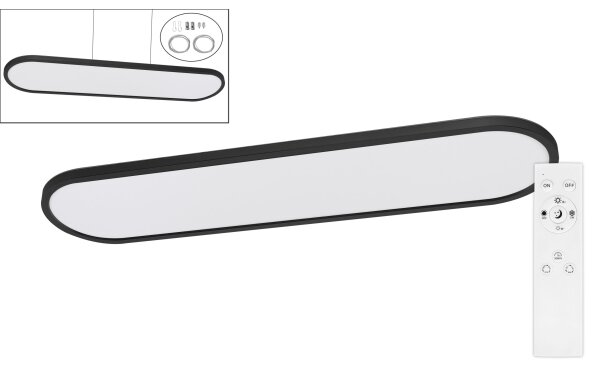 Top Light -LED Плафонно/висящо осветително тяло OVAL LED/36W/230V 3000-6500K черно + дистанционно управление