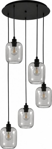 BRILAGI - LED полилей на кабел RETRO GLASS 5xE27/60W/230V черен/опушено сиво
