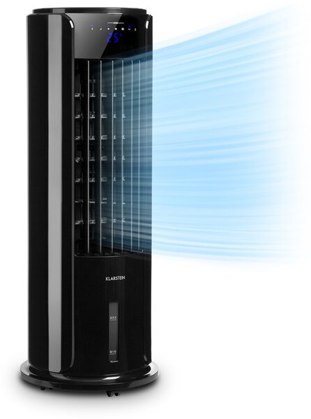 Klarstein Skyscraper Horizon, охладител на въздуха, вентилатор, 60 W, 486m³/h, 3,5 l резервоар за вода, черен