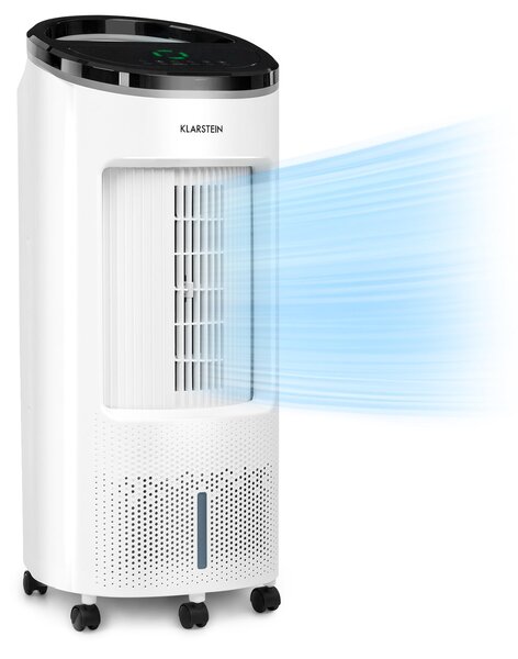 Klarstein IceWind Plus, 4 в 1 охладител на въздуха, вентилатор, овлажнител, въздушен пречиствател, 330 m³ / h, 65 W, 7 литра, 4 скорости, трептене, йонизатор, таймер, дистанционно управление, мобилен