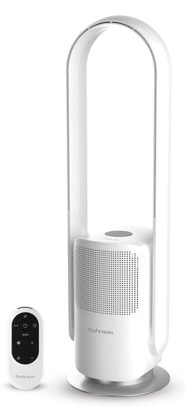 Вентилатор с пречиствател Rohnson R-8100, за под, колонен, 25W, 4 режима на работа, 9 скорости, бял