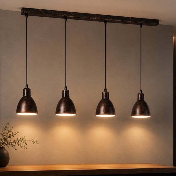 Brilagi - LED полилей на стоманено въже RIDDY 4xE27/60W/230V меден/патина