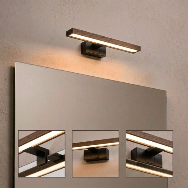 Brilagi - LED осветление за баня огледало 3 в 1 WOODY MIRROR LED/8W/230V IP44 черно/дъб-орех