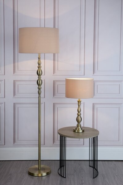 Där Lighting MAD4975 - Подова лампа MADRID 1xE27/60W/230V кафява/месинг