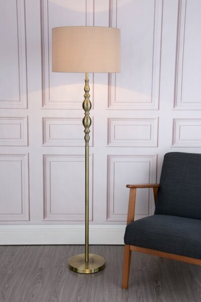 Där Lighting MAD4975 - Подова лампа MADRID 1xE27/60W/230V кафява/месинг