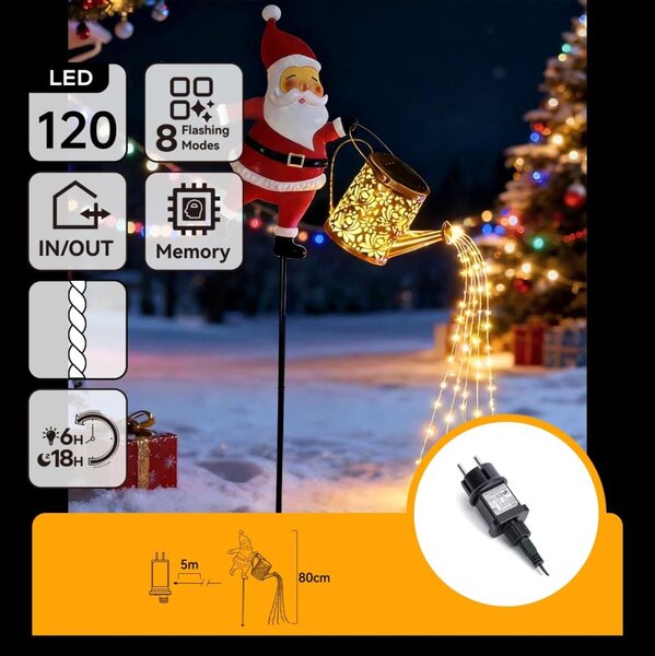 Aigostar -LED Външна коледна украса 120xLED/8 функции 80 см IP44 Santa/топла бяла