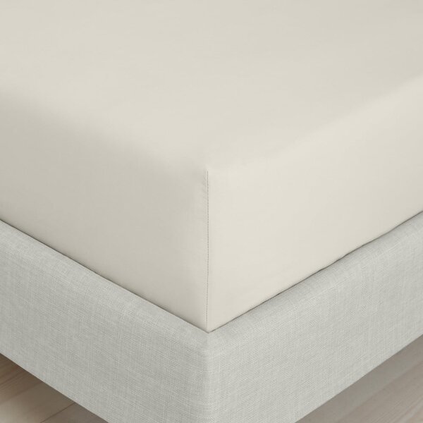 Бежов еластичен чаршаф от памук перкал 90x190 cm Cotton Percale – Bianca