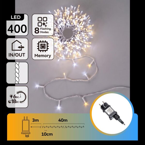 Aigostar - LED външна коледна гирлянда 400×LED/8 функции 43m IP44 топла/студена бяла