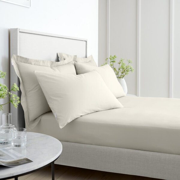 Бежов еластичен чаршаф от памук перкал 90x190 cm Cotton Percale – Bianca