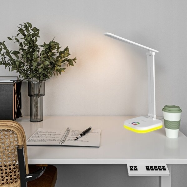 LED RGBW димируема настолна лампа с безжично зареждане LED/7W/5V USB бяла