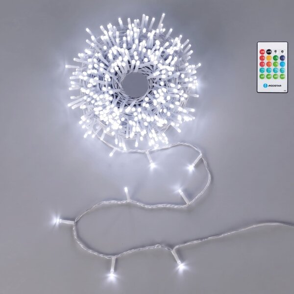 Aigostar - димируема LED коледна гирлянда за външна употреба със сензор 100xLED/3xAA 12m студено бяло + дистанционно управление