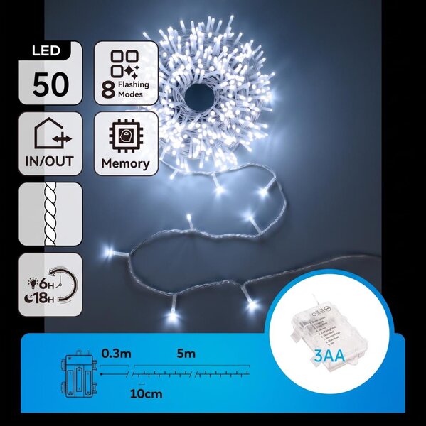 Aigostar - LED външен коледен гирлянд 150xLED/8 режима 3xAA 5,3m IP44 син