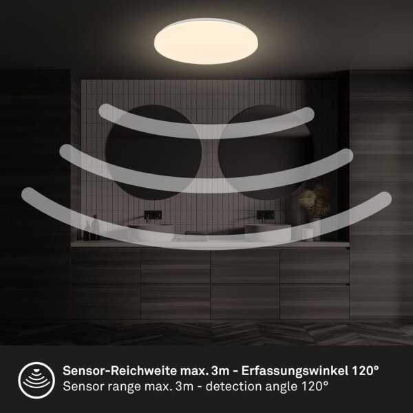 Briloner 3827-016 -LED Плафон за баня със сензор WALK LED/13W/230V IP54 Ø27 см