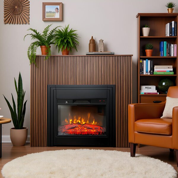 Електрическа камина с декоративни ламели ElectricSun LAMELIA Тъмен дъб, със звуков ефект, 3 цвята, WI-FI връзка с приложение, L120xH102cm