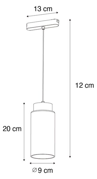 Модерен черен висулка за релсова система 1-фазен с LED - Magnetic Vance