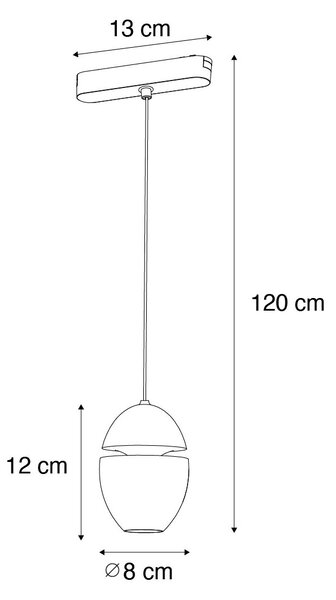 Модерен черен висящ лампа за 1-фазова релсова система с LED - Magnetic Eggy