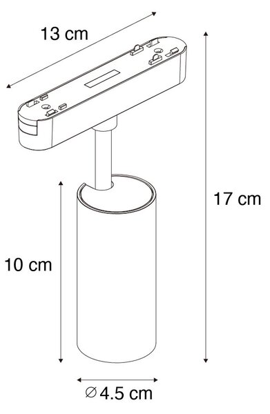 Модерен черен прожектор за 1-фазова релсова система 9W 3000K - Magnetic Gert